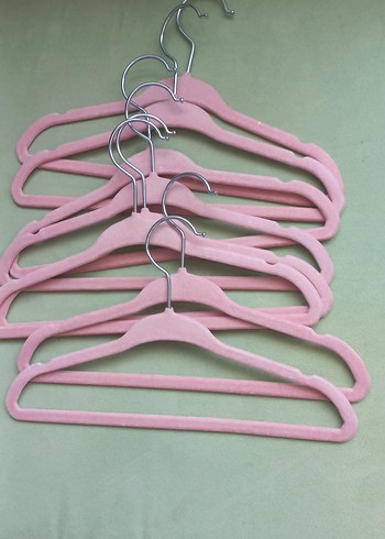 Pastel Pembe Kadife Askı Seti 8 adet (çocuk kıyafeti askısı)