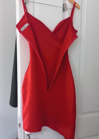 Kırmızı Drapeli Midi Abiye Elbise - Görsel 5