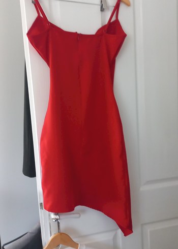 Kırmızı Drapeli Midi Abiye Elbise - Görsel 4