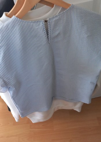 Mavi Nakışlı Fırfırlı Bluz - Görsel 5