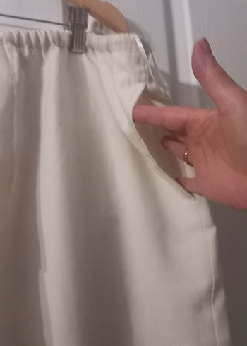 Kadın Beyaz Keten Midi Bol Kesim Pantolon - Görsel 4