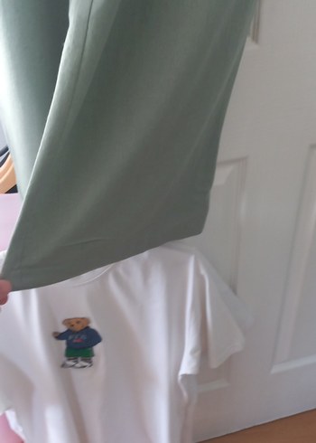 uçuk yeşil Pilili Kadın Salaş Keten Pantolon - Görsel 5