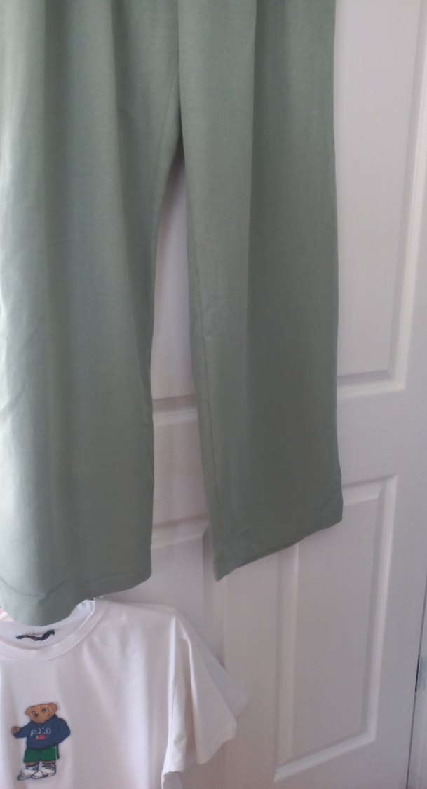 uçuk yeşil Pilili Kadın Salaş Keten Pantolon - Görsel 4