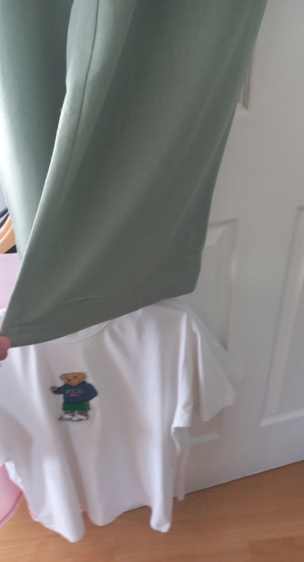 uçuk yeşil Pilili Kadın Salaş Keten Pantolon - Görsel 5