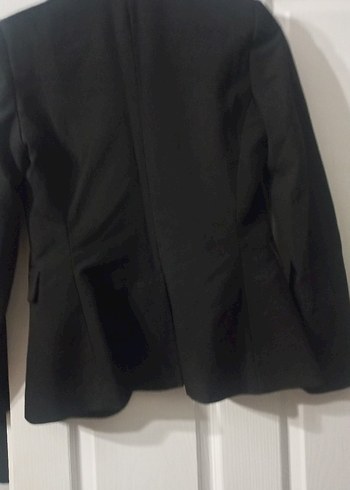 Siyah Kadın Ofis Blazeri, Düğmeli, Uzun Kollu - Görsel 4