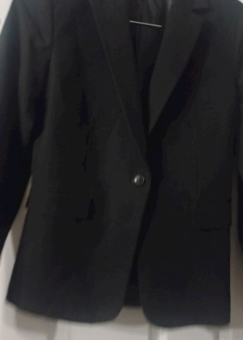 Siyah Kadın Ofis Blazeri, Düğmeli, Uzun Kollu - Görsel 2