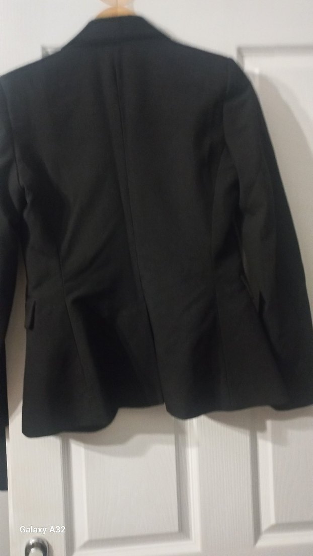 Siyah Kadın Ofis Blazeri, Düğmeli, Uzun Kollu - Görsel 4