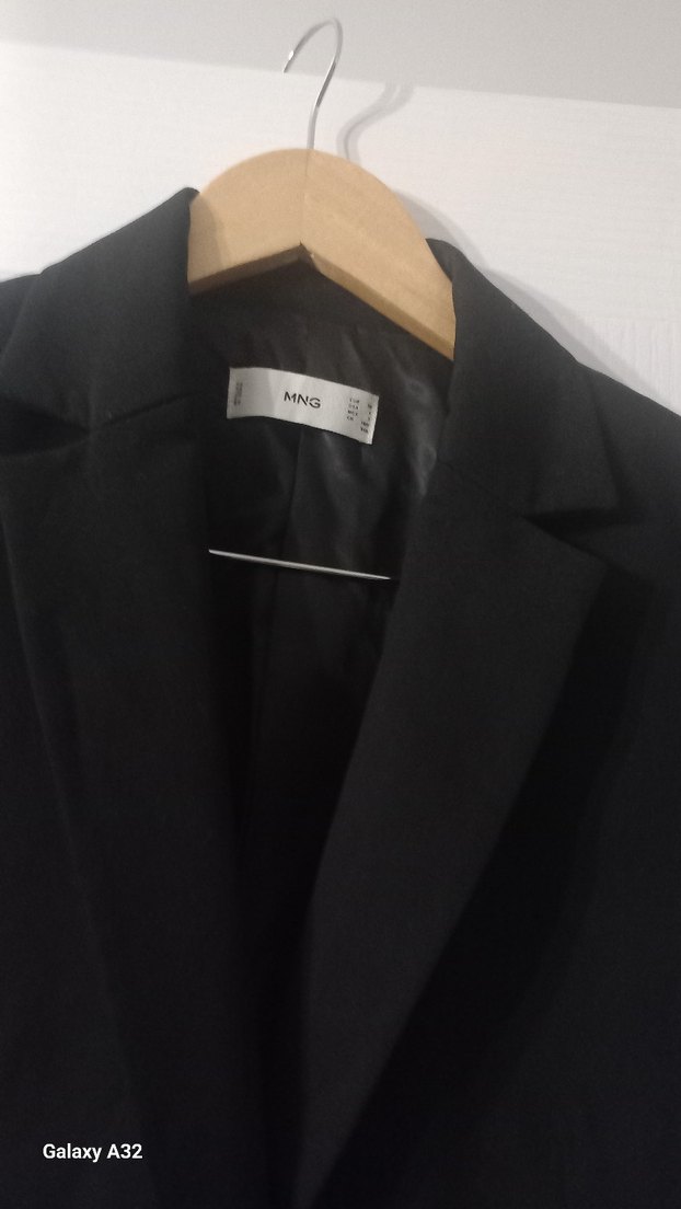 Siyah Kadın Ofis Blazeri, Düğmeli, Uzun Kollu - Görsel 3