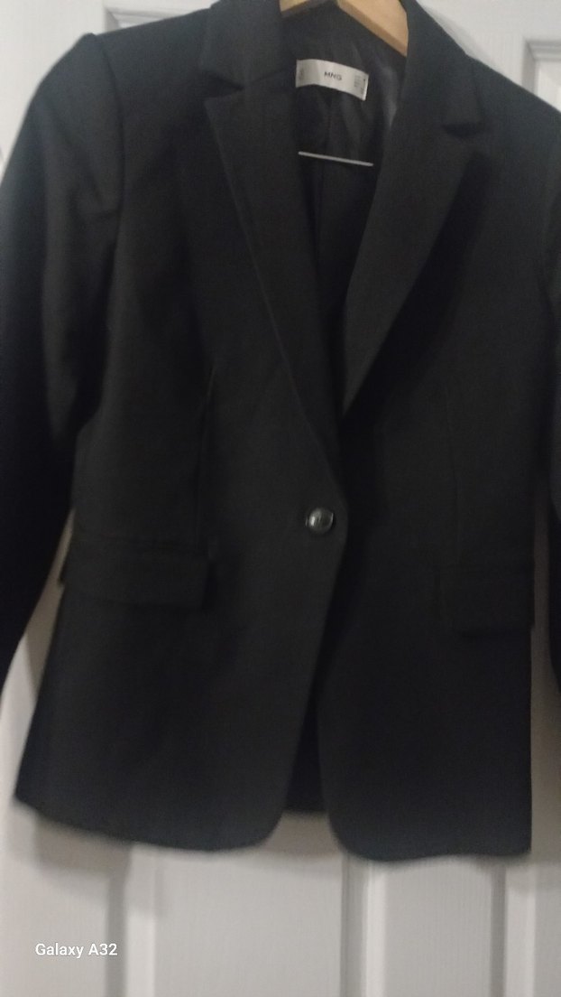 Siyah Kadın Ofis Blazeri, Düğmeli, Uzun Kollu - Görsel 2