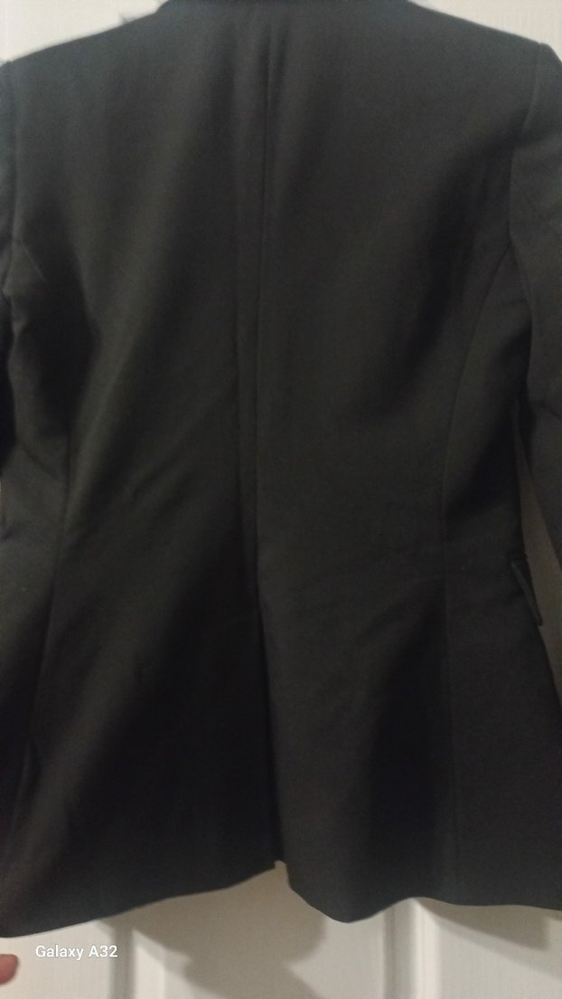 Siyah Kadın Ofis Blazeri, Düğmeli, Uzun Kollu - Görsel 5