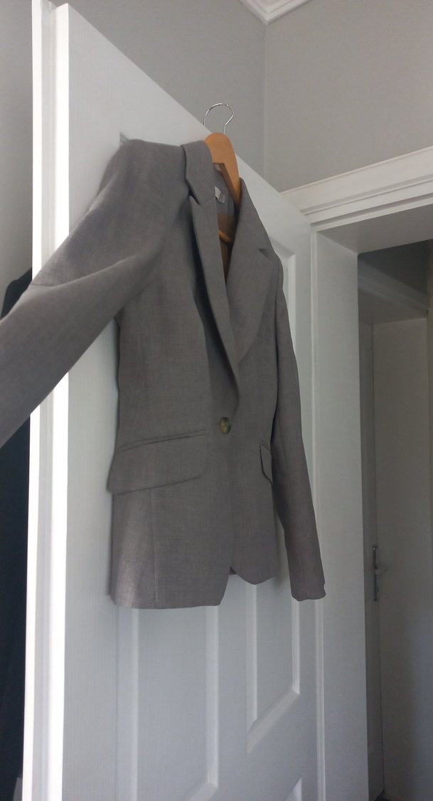 Gri Kadın Klasik Kesim Ceket - Görsel 3