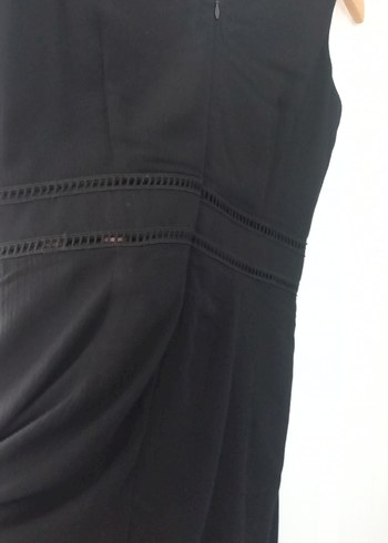 Nakışlı Siyah Midi V Yaka Kolsuz Elbise - Görsel 9