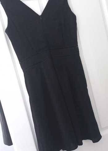 Nakışlı Siyah Midi V Yaka Kolsuz Elbise - Görsel 7