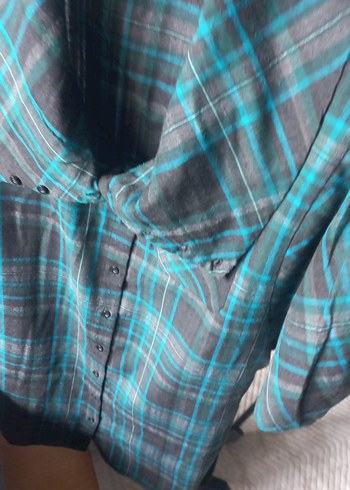 Düğmeli Gri Kadın Mini Elbise,gömlek, - Görsel 11