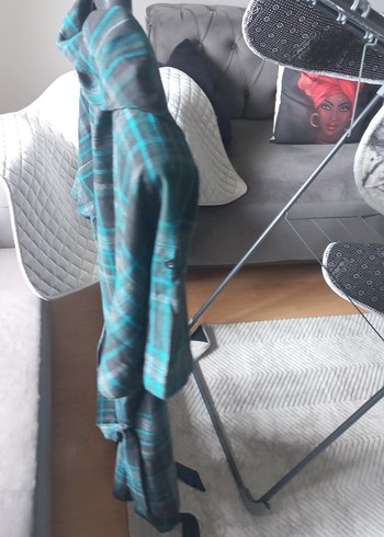 Düğmeli Gri Kadın Mini Elbise,gömlek, - Görsel 6