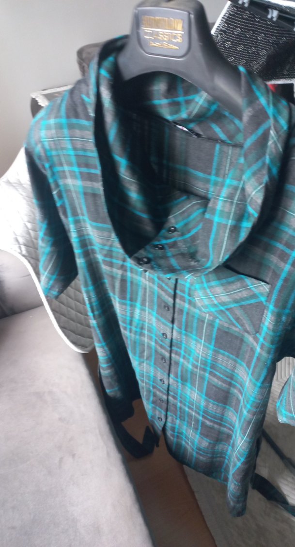 Düğmeli Gri Kadın Mini Elbise,gömlek, - Görsel 3