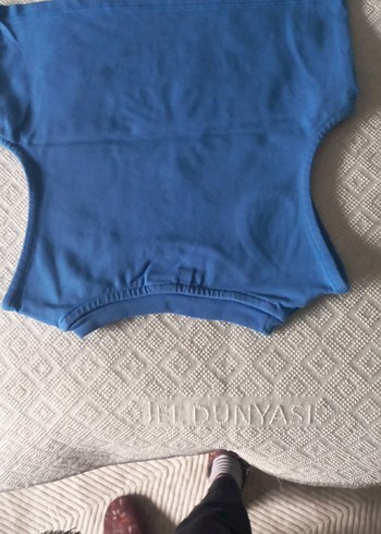 Mavi Payetli Kolsuz Mini tişört - Görsel 4