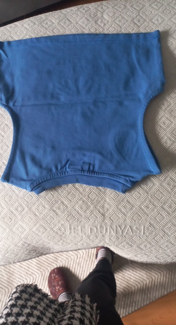 Mavi Payetli Kolsuz Mini tişört - Görsel 4