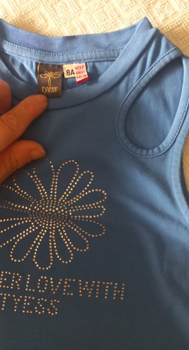 Mavi Payetli Kolsuz Mini tişört - Görsel 3