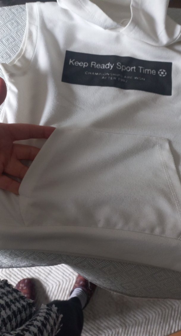 Beyaz Kemerli Erkek Çocuk Sweatshirt - Görsel 5