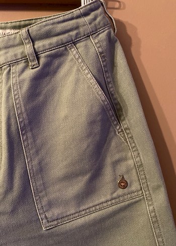 Kadın Haki Bol Kesim Kot Pantolon - Görsel 2