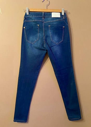 Koyu Mavi Kadın Denim Lastikli Jean - Görsel 2