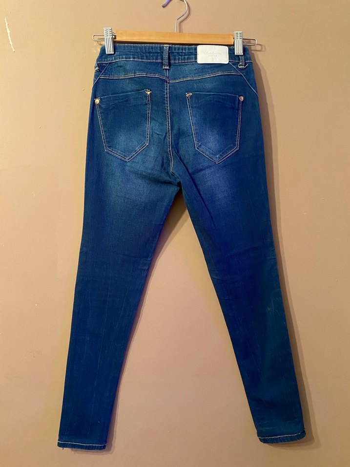 Koyu Mavi Kadın Denim Lastikli Jean - Görsel 2