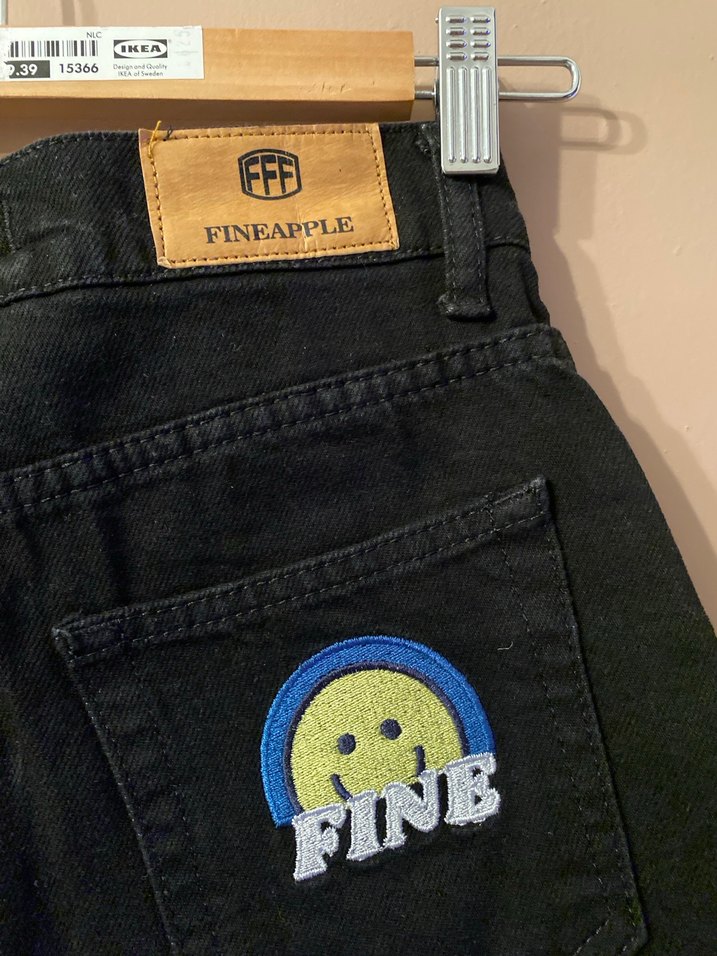 Fineapple Siyah Mini Kot Şort, Nakış Detaylı - Görsel 4