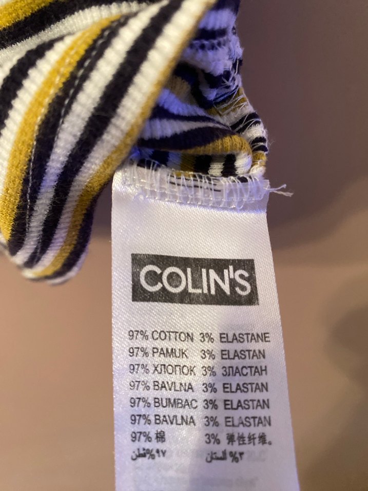 Sarı Çizgili Kadın Crop Top - Görsel 4