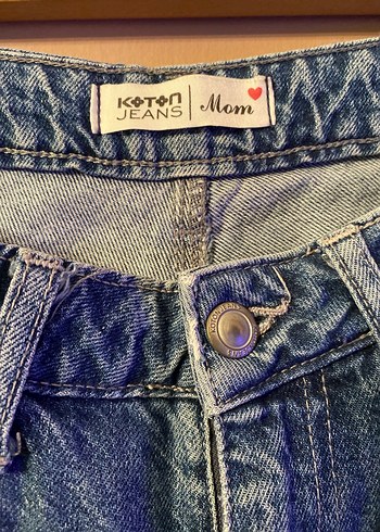 Kadın Mavi Denim Mom Fit Jean - Görsel 3