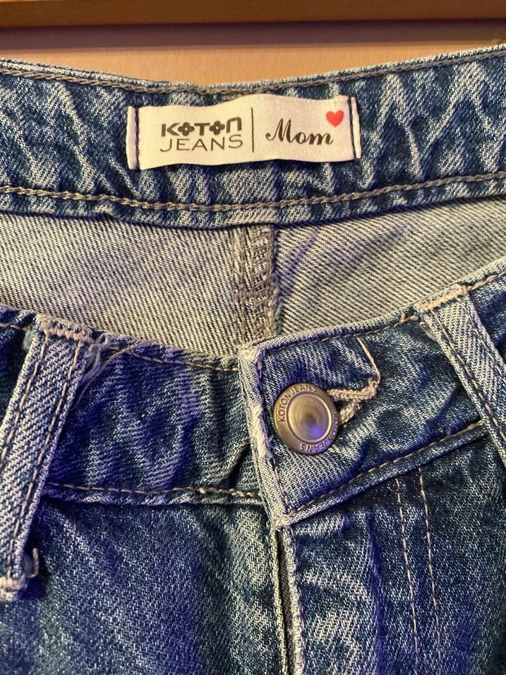 Kadın Mavi Denim Mom Fit Jean - Görsel 3