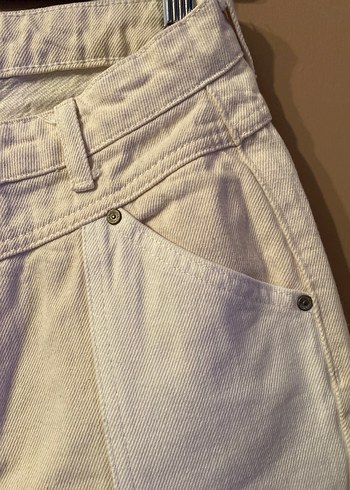 Beyaz - Krem Renkte Regular Fit Denim Kadın Pantolon - Görsel 3