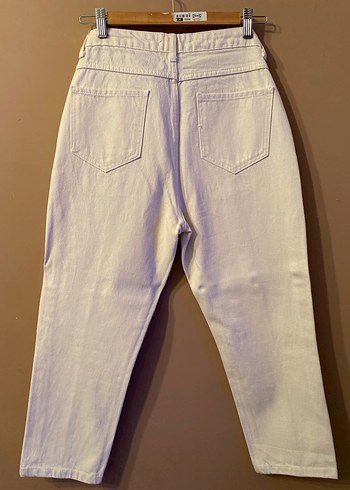 Beyaz - Krem Renkte Regular Fit Denim Kadın Pantolon - Görsel 2