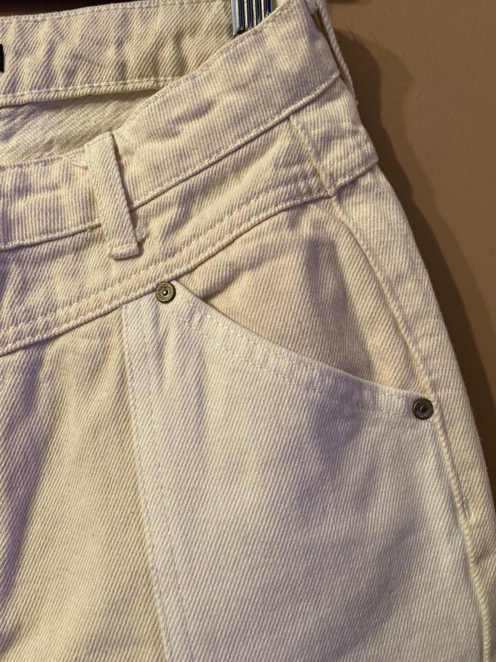 Beyaz - Krem Renkte Regular Fit Denim Kadın Pantolon - Görsel 3