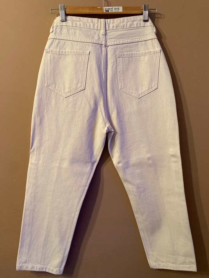 Beyaz - Krem Renkte Regular Fit Denim Kadın Pantolon - Görsel 2