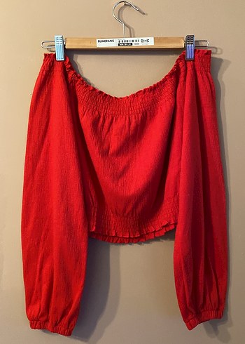 Kırmızı Uzun Kollu Kadın Bluz - Görsel 2