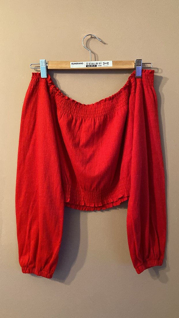 Kırmızı Uzun Kollu Kadın Bluz - Görsel 2