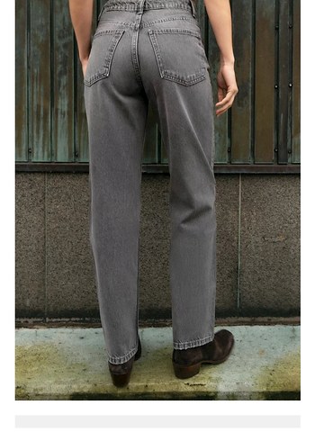 ZARA Gri Kadın Regular Fit Midi Denim Jean - Görsel 5