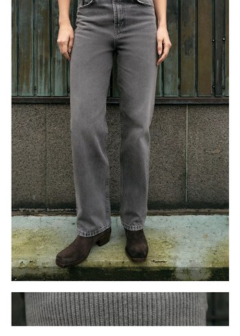 ZARA Gri Kadın Regular Fit Midi Denim Jean - Görsel 3