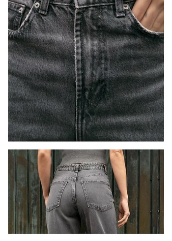 ZARA Gri Kadın Regular Fit Midi Denim Jean - Görsel 4