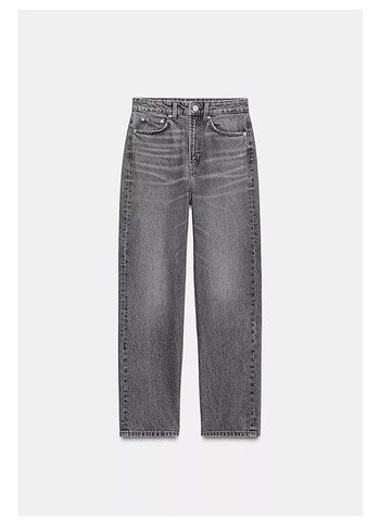 ZARA Gri Kadın Regular Fit Midi Denim Jean - Görsel 6