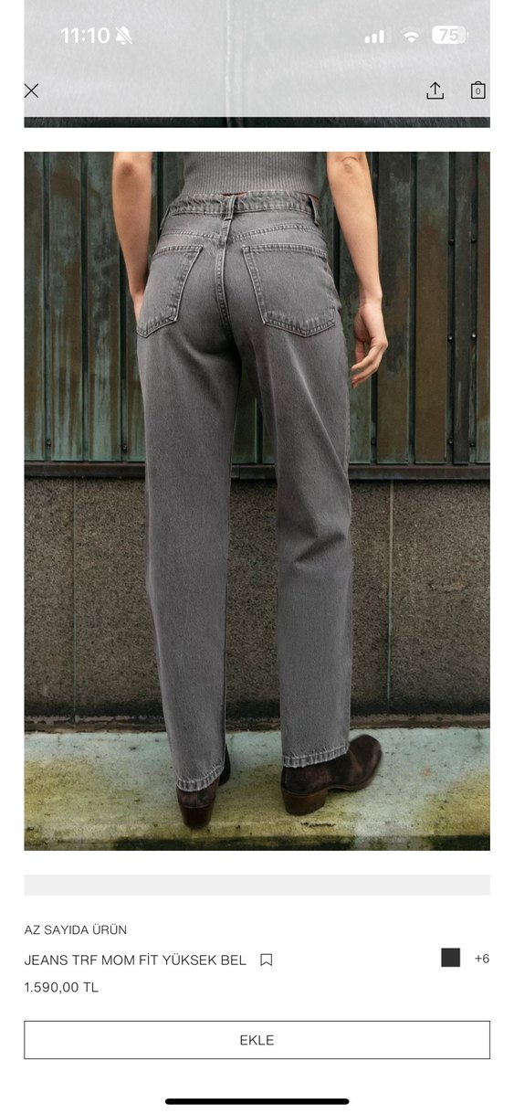 ZARA Gri Kadın Regular Fit Midi Denim Jean - Görsel 5