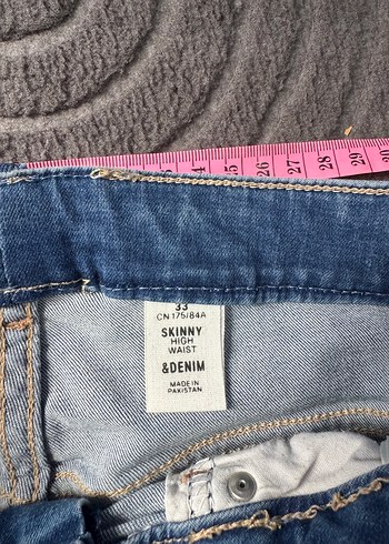 H&M Kadın Düğmeli Mavi Denim Pantolon - Görsel 4