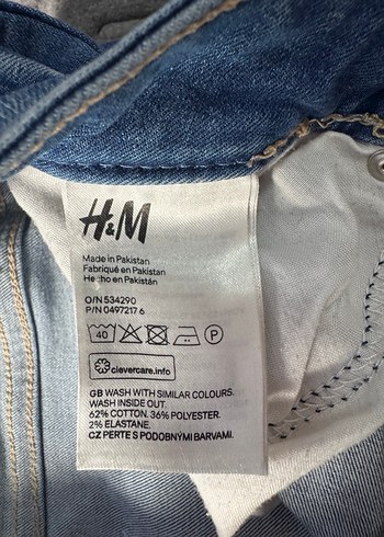 H&M Kadın Düğmeli Mavi Denim Pantolon - Görsel 3