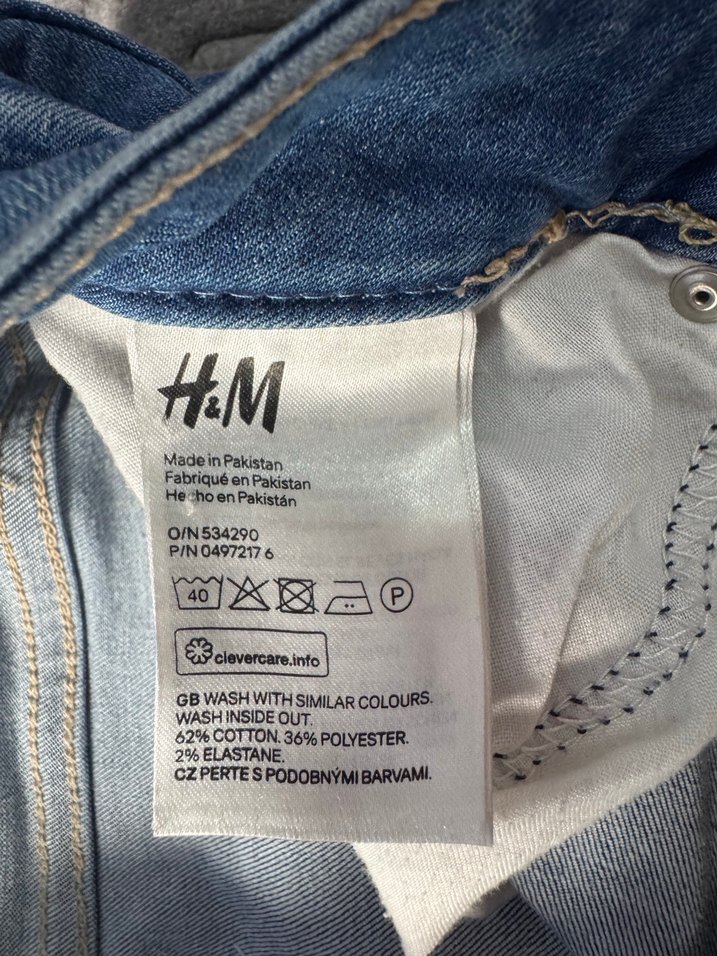 H&M Kadın Düğmeli Mavi Denim Pantolon - Görsel 3