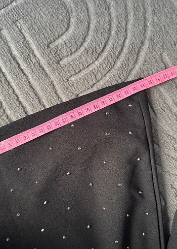 Siyah Payetli Normal Boy İspanyol Paça Yumuşak Kumaş 
Pantolon - Görsel 5