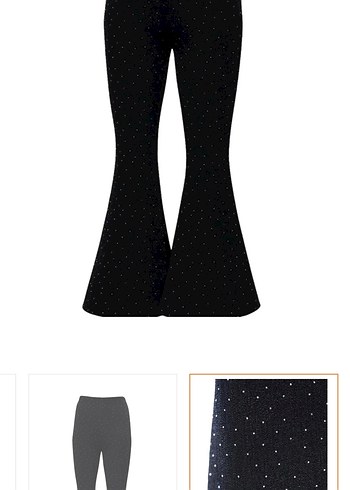 Siyah Payetli Normal Boy İspanyol Paça Yumuşak Kumaş 
Pantolon - Görsel 3