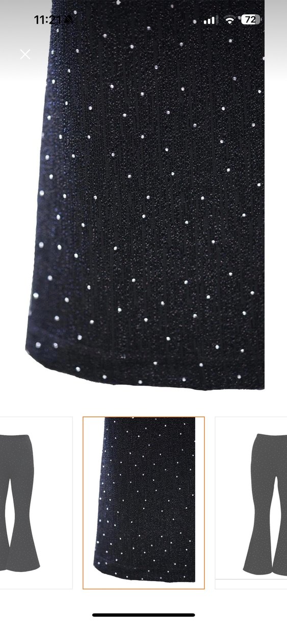 Siyah Payetli Normal Boy İspanyol Paça Yumuşak Kumaş 
Pantolon - Görsel 2