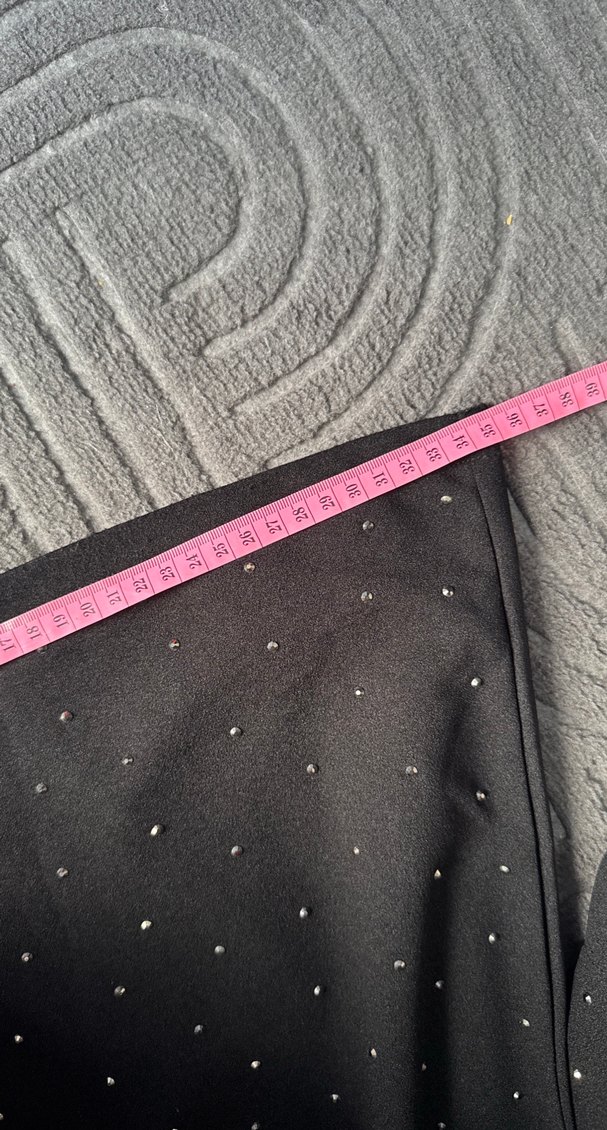 Siyah Payetli Normal Boy İspanyol Paça Yumuşak Kumaş 
Pantolon - Görsel 5