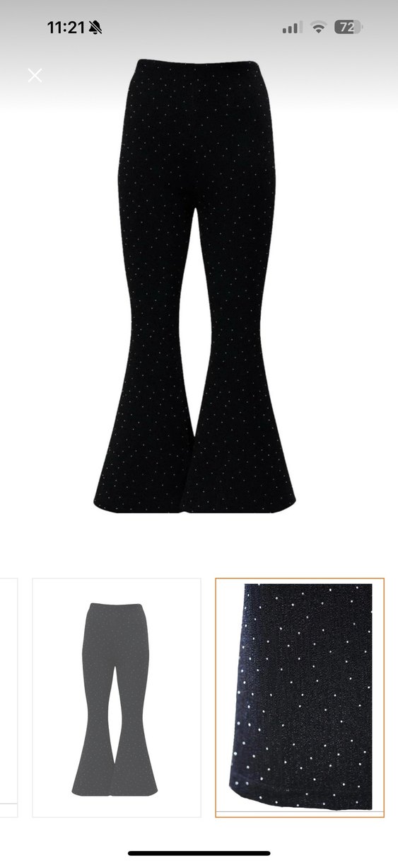 Siyah Payetli Normal Boy İspanyol Paça Yumuşak Kumaş 
Pantolon - Görsel 3